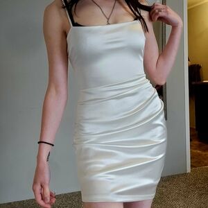 Elegant White Satin Dress